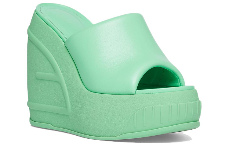 (W) Fendi Leather Wide-Brim Fashion Slide 'Green' 圖 3