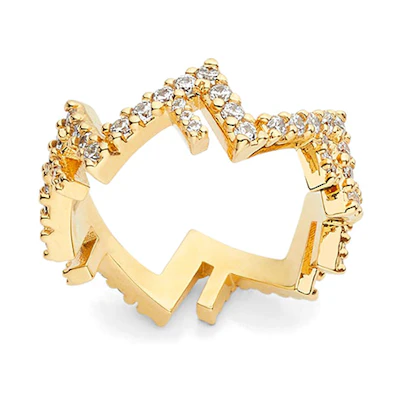 (Women) FENDI Letter F Gold Plated Brass Crystal Ring for Women - Gold. 8AK491A44GF089U