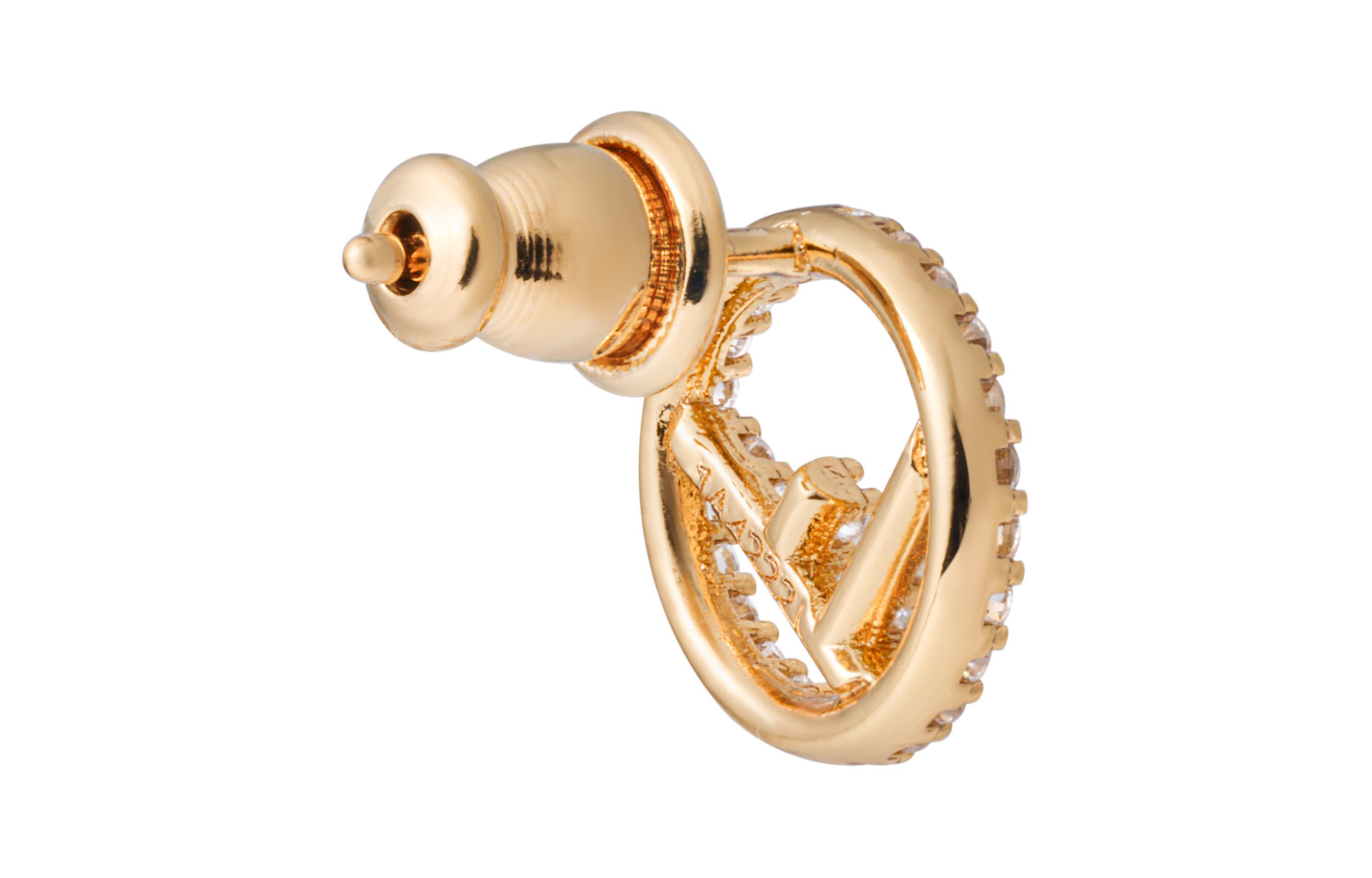 (Women) FENDI Logo Design Gold Earrings with Cubic Zirconia for Women. 8AG7386DMF089U 圖 5