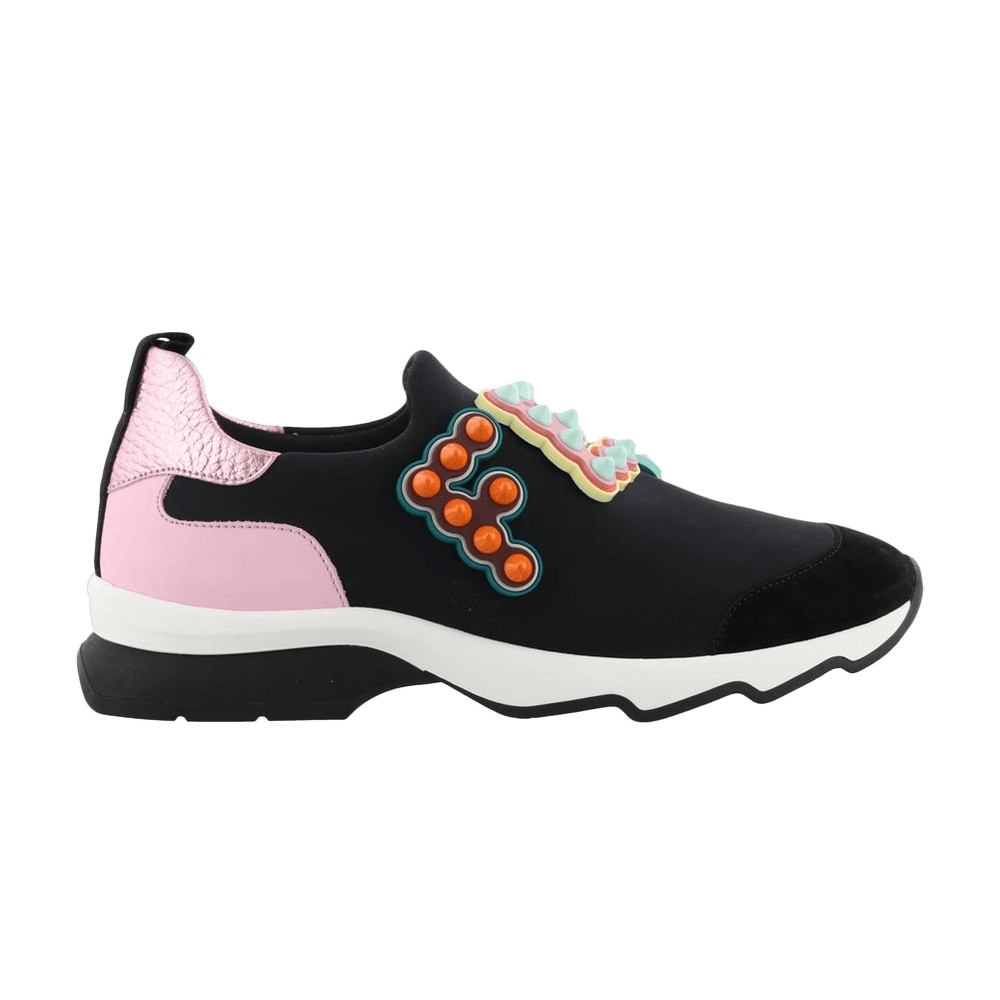 Buy (W) Fendi Slip-On Hias Logo 'Hitam Merah Jambu' 8E6673-A15B-F1129