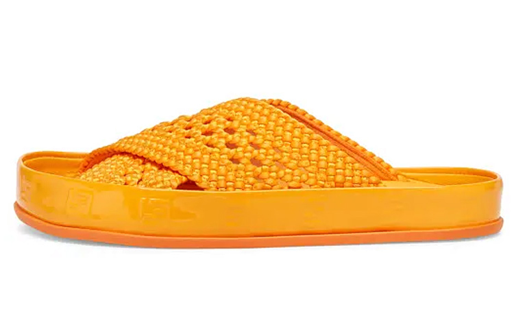 (W) Fendi Logo Patent Fashion Slide 'Orange'