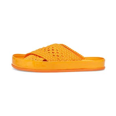(W) Fendi Logo Patent Fashion Slide 'Orange'