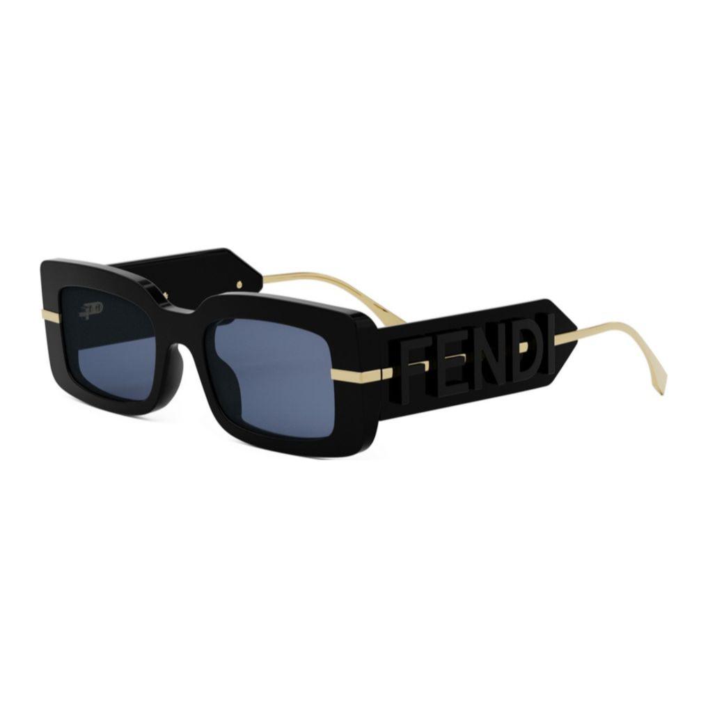(Women) FENDI Logo Rectangular Sunglasses Black for Women. FE40133I