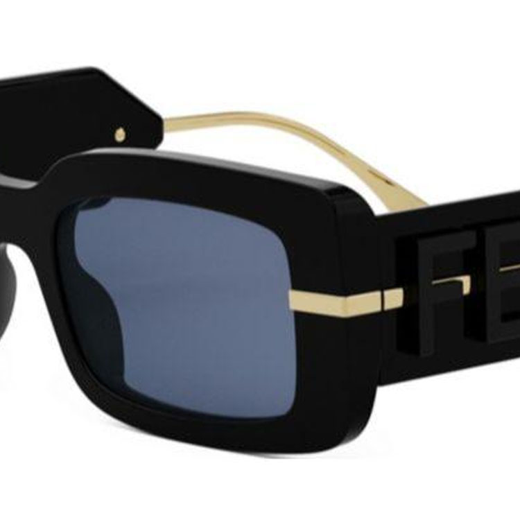 Shop (W) FENDI 女款黑色矩形Logo太阳镜 FE40133I