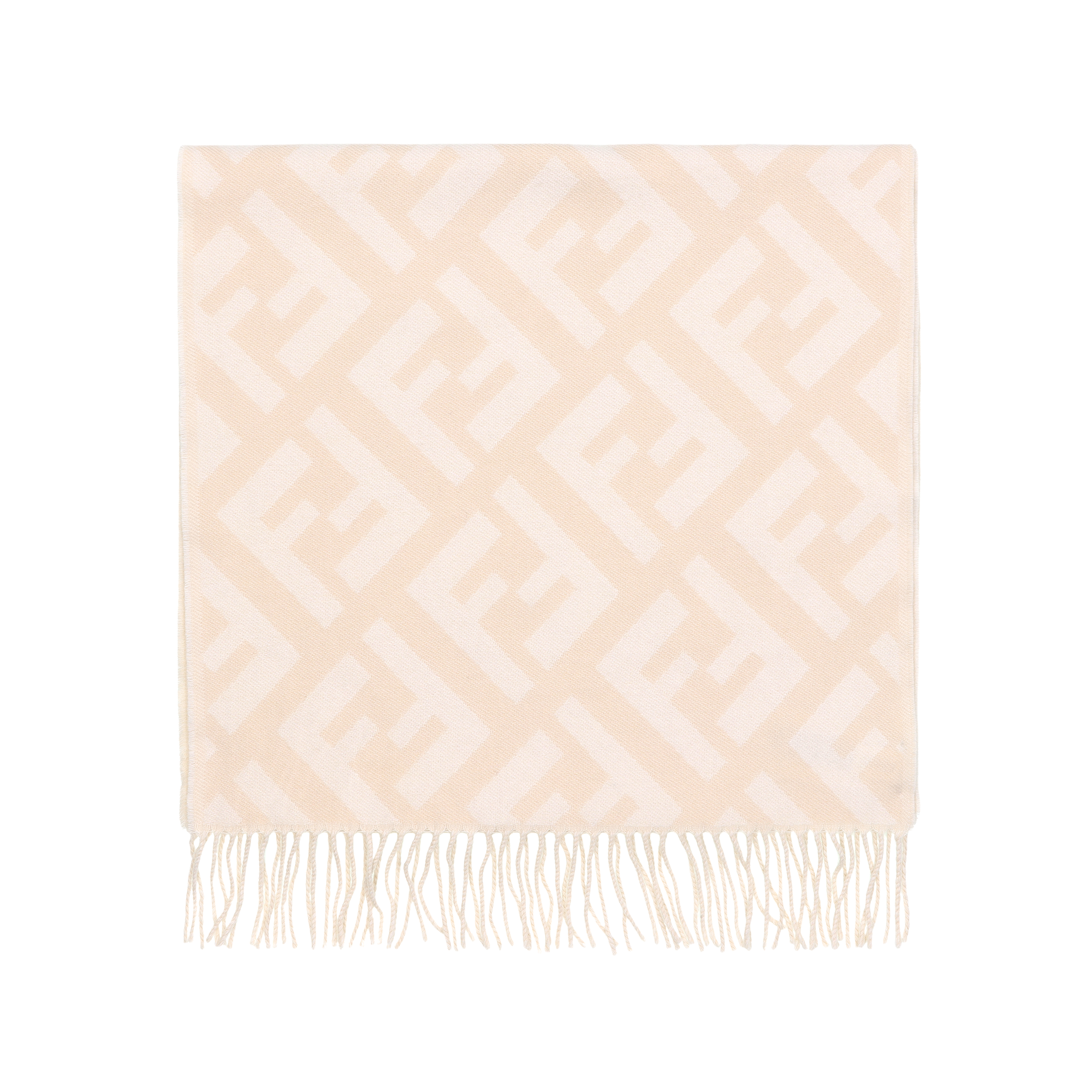 (Women) FENDI Long Cashmere Scarf with Fringe FF Logo Beige for Women FXT260A8RSF0QB9 圖 4