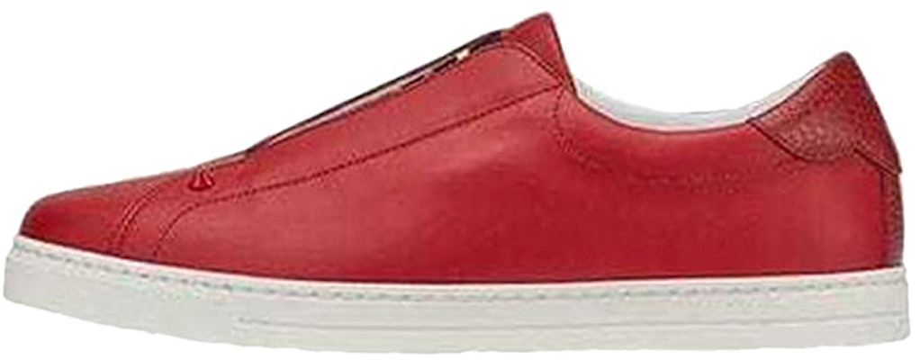 Red leather sales sneakers womens