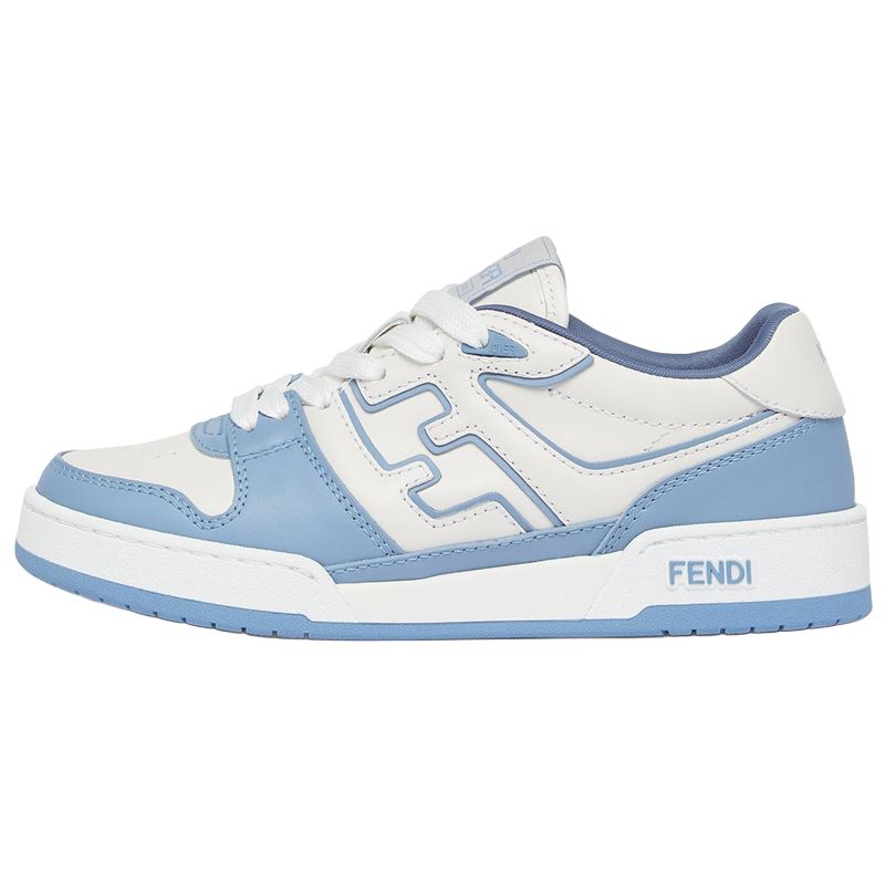 (Women) FENDI Match Low-Top Sneakers Blue White Calfskin Lace-Up Shoes 8E8561AOMNF1OIE