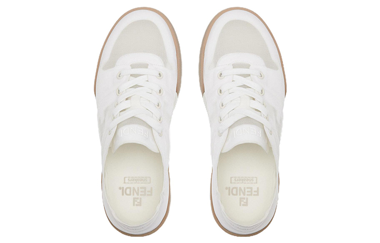 Shop FENDI芬迪 Match 網布 低筒繫帶 時尚板鞋 女款 白色