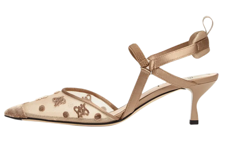 Buy FENDI 芬迪 網眼布和FF Karligraphy露跟涼鞋 女款 米色