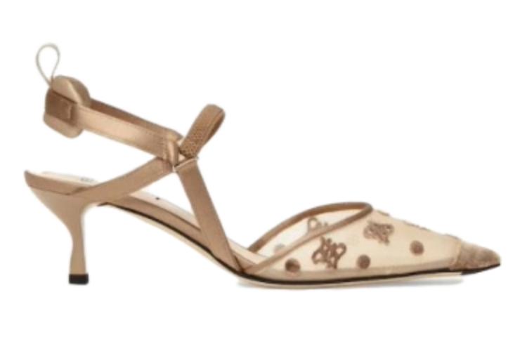 Order FENDI 芬迪 網眼布和FF Karligraphy露跟涼鞋 女款 米色