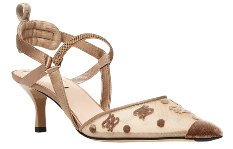 Lookbook FENDI 芬迪 網眼布和FF Karligraphy露跟涼鞋 女款 米色