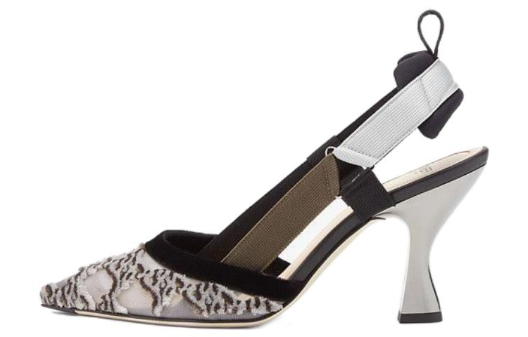 (Women) Fendi Mesh Embroidered Pointed Toe Stiletto 'Black' 8J8207AGEFF1FF2