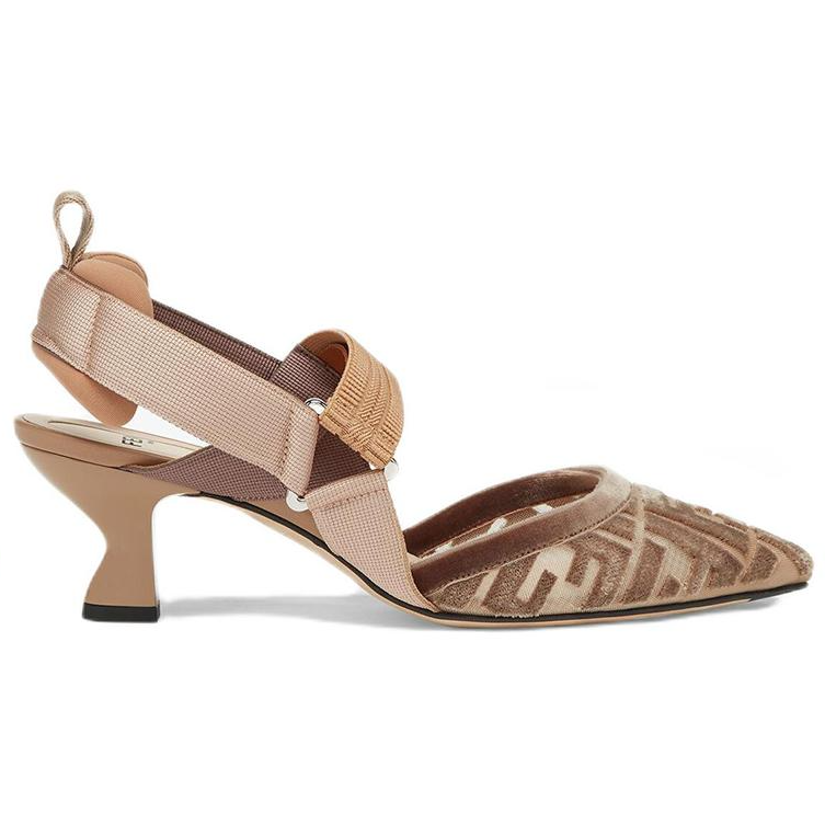 (W) Fendi Mesh Mid-Heel FF Sandals 'Beige Fashion' 圖 2