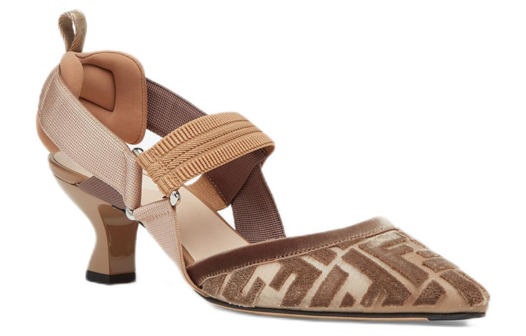 (W) Fendi Mesh Mid-Heel FF Sandals 'Beige Fashion' 圖 3