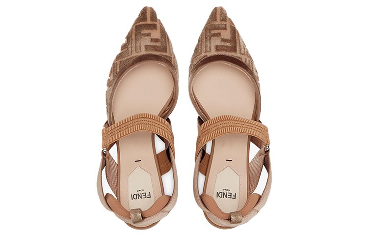 (W) Fendi Mesh Mid-Heel FF Sandals 'Beige Fashion' 圖 4