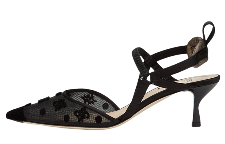 (W) Fendi Mesh Pointed High Heel 'Black Fashion Sandal'