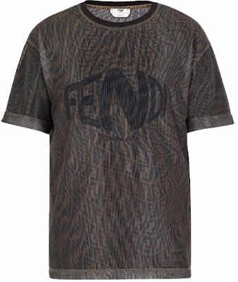 (Women) FENDI Mesh Round-Neck Oversized T-Shirt SS21 Brown Tee FS7375AG77F118W Order (Women) FENDI Mesh Round-Neck Oversized T-Shirt SS21 Brown Tee FS7375AG77F118W