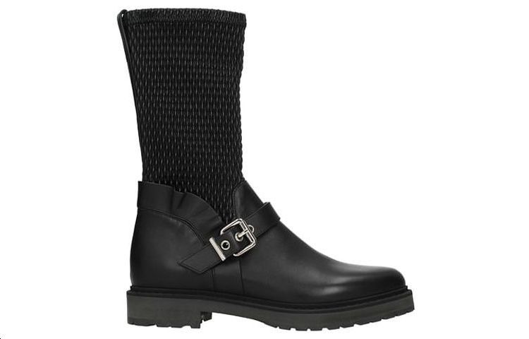 Order FENDI 時尚休閒保暖皮革中筒靴 女款 黑色