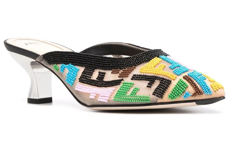 (W) Fendi Mid-Heel Sandals with Pearls 'Multicolor' 圖 2