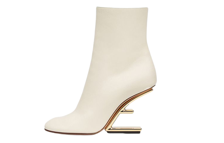 (W) Fendi Nappa Leather High-Heel Ankle Boots 'White'