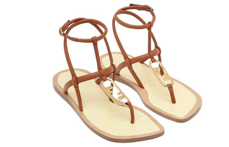 (W) Fendi Nappa Leather Sandals 'Brown' 圖 2