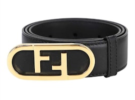 (Women) FENDI O'Lock Leather Belt Black 3cm Wide 8C0653AAIWF0KUR (Women) FENDI O'Lock Leather Belt Black 3cm Wide 8C0653AAIWF0KUR