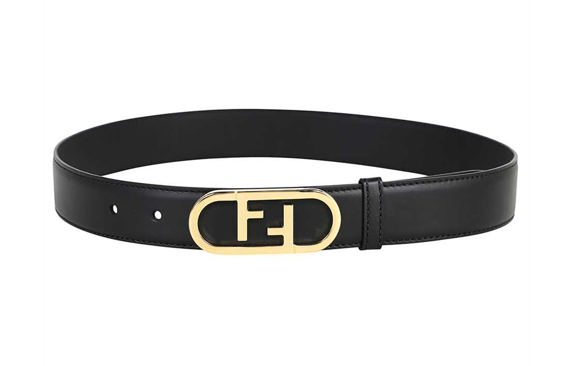 Lookbook (W) Cinturón de Cuero FENDI O''Lock Negro 3cm Ancho 8C0653AAIWF0KUR