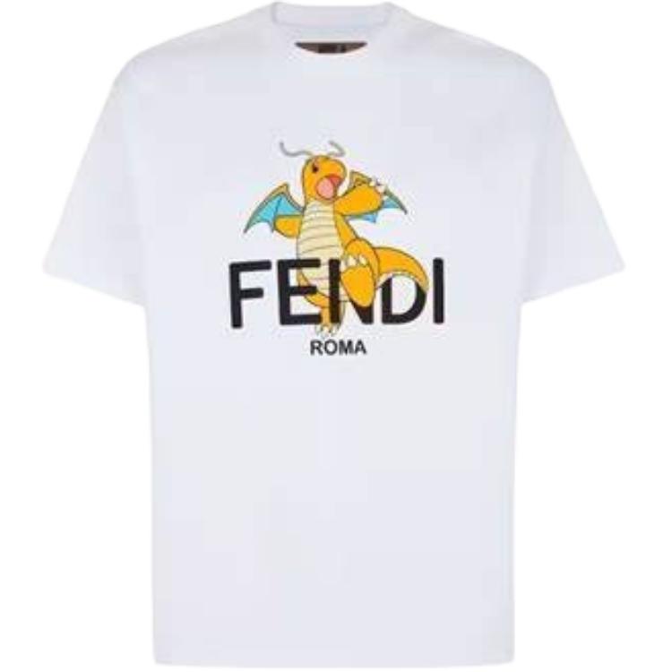 (Women) FENDI Pokémon Logo Print Short Sleeve T-Shirt SS24  Tee. FS9626AQFXF0ZNM