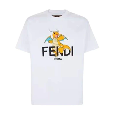 (Women) FENDI Pokémon Logo Print Short Sleeve T-Shirt SS24 Tee. FS9626AQFXF0ZNM