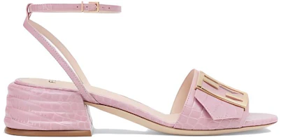 Order FENDI 芬迪 Promenade 皮革 粗跟 露趾 圓頭 時尚涼拖 3.5公分 女款 粉色