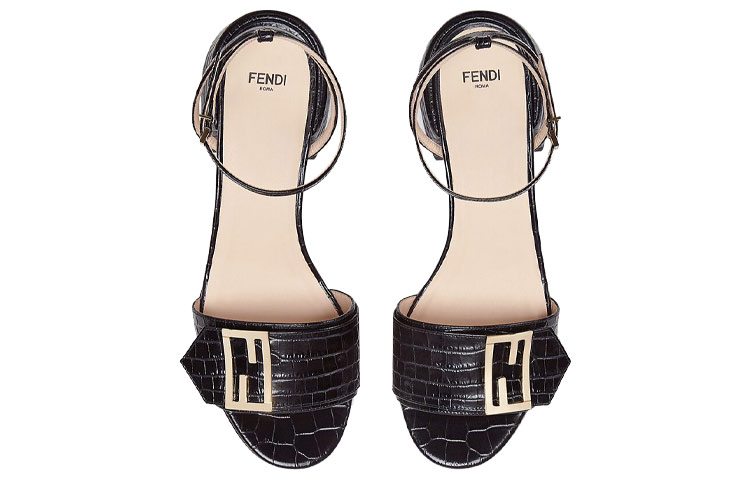 Shop (W) Fendi Promenade ''Sandali Neri a Tacco Alto con Cinturino Largo'' 8X7091TC3F0QA1