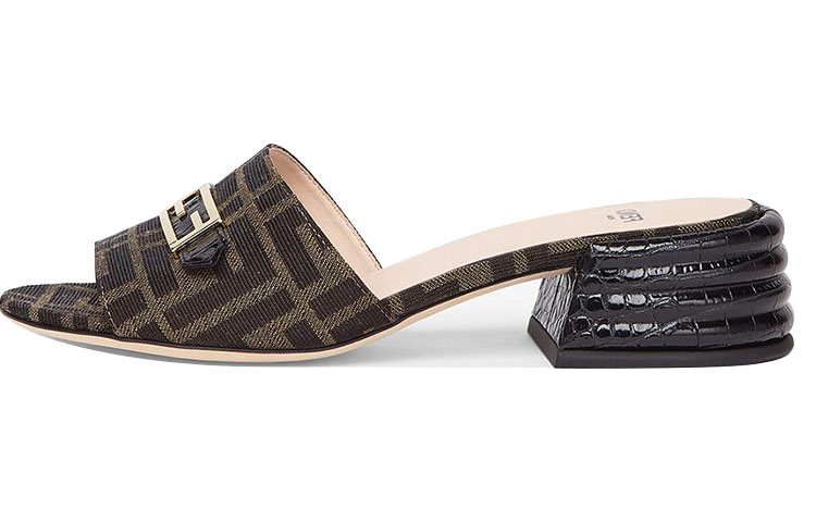 Buy (W) Fendi Promenade Mules à Talons ''Brown Logo Tape'' 8R7088ABOEF0VAV