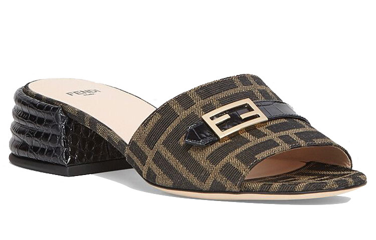 Lookbook (W) Fendi Promenade Mules à Talons ''Brown Logo Tape'' 8R7088ABOEF0VAV