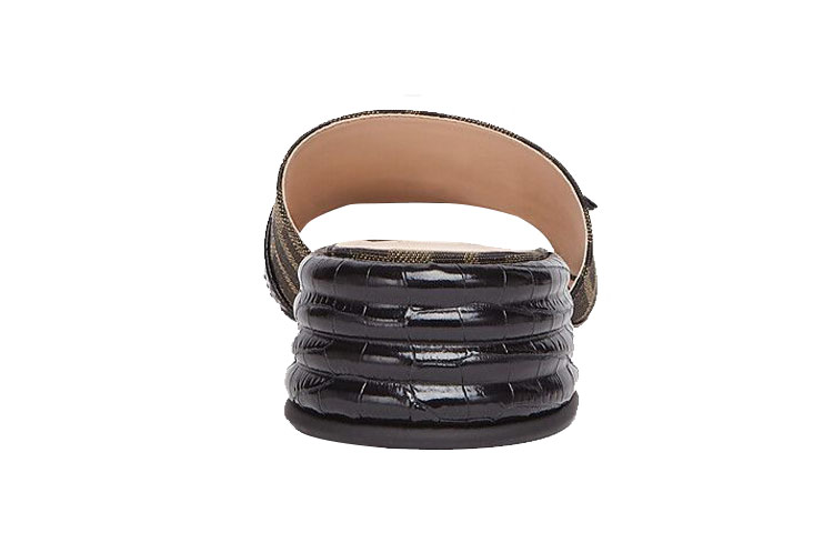 Shop (W) Fendi Promenade Mules à Talons ''Brown Logo Tape'' 8R7088ABOEF0VAV