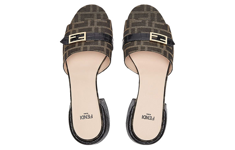 Purchase (W) Fendi Promenade Mules à Talons ''Brown Logo Tape'' 8R7088ABOEF0VAV