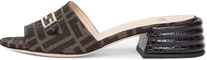 (Women) Fendi Promenade High-Heeled Slides 'Brown Logo Tape' 8R7088ABOEF0VAV (Women) Fendi Promenade High-Heeled Slides 'Brown Logo Tape' 8R7088ABOEF0VAV
