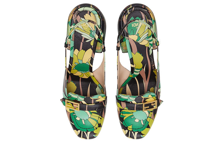 Shop (W) Fendi Promenades Kasut Tumit Tinggi 'Floral Colorblock' 8J7066AAXKF0FGH