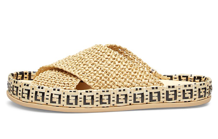 Buy (W) Fendi 拉菲草拖鞋“映像” 8X8085-AEH0-F1D1M