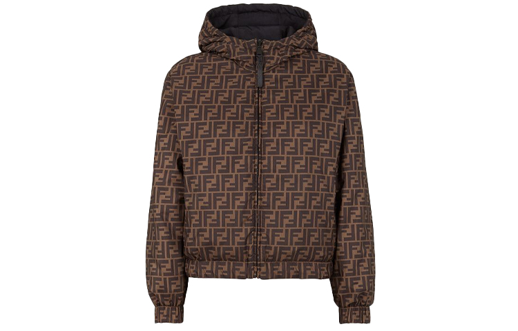 Shop (W) FENDI 雙面純色連帽外套 - 黑色 FAN052AGMYF13IZ