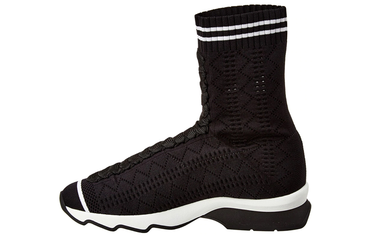 (W) Fendi RNNR Fabric Knit Sock Sneakers 'Black'