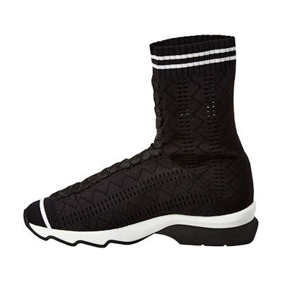 (W) Fendi RNNR Fabric Knit Sock Sneakers 'Black'
