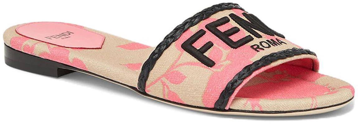 (W) Claquettes Fendi Signature à Bride Large Brodée en Toile Ouverte ''Rose'' 8R8092AN7MF1KOU Order (W) Claquettes Fendi Signature à Bride Large Brodée en Toile Ouverte ''Rose'' 8R8092AN7MF1KOU