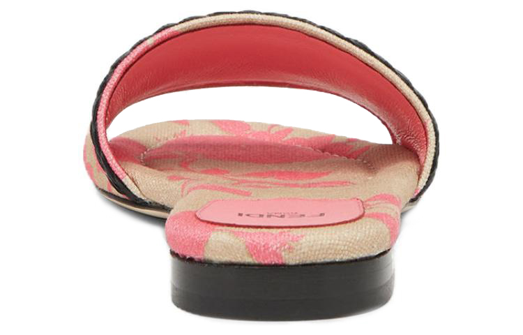 (W) Fendi Signature Canvas Open-Toe Wide-Strap Embroidered Slide 'Pink' 圖 5