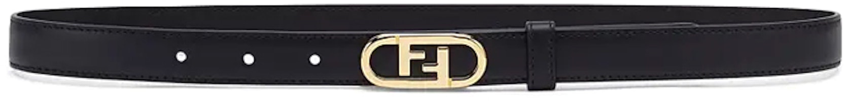 (Women) FENDI Smooth Buckle Gold Double F Black Leather Belt Women 2cm 8C0652AAIWF0KUR (Women) FENDI Smooth Buckle Gold Double F Black Leather Belt Women 2cm 8C0652AAIWF0KUR
