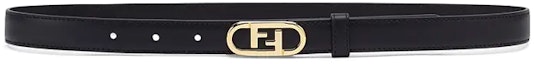 Order (Women) FENDI Smooth Buckle Gold Double F Black Leather Belt Women 2cm 8C0652AAIWF0KUR