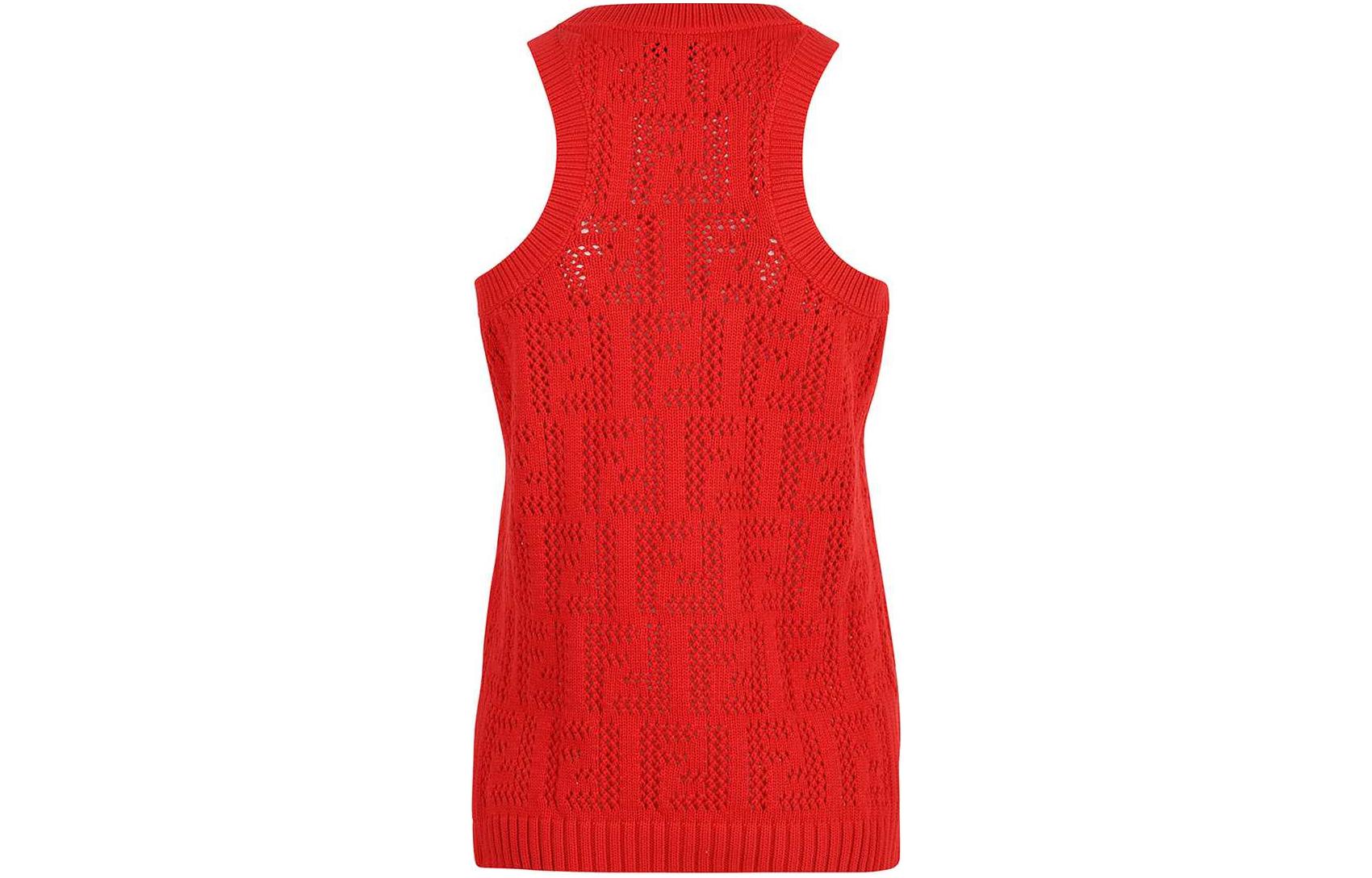 Lookbook (W) FENDI 紅色純色鏤空針織背心上衣。 FZK654AF4TF1DOO