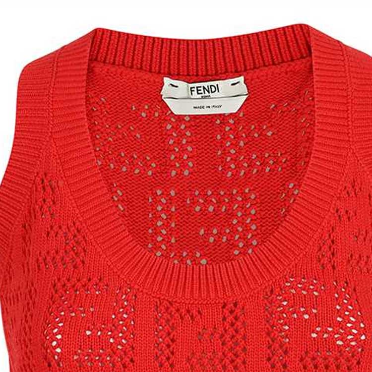 Purchase (W) FENDI 紅色純色鏤空針織背心上衣。 FZK654AF4TF1DOO