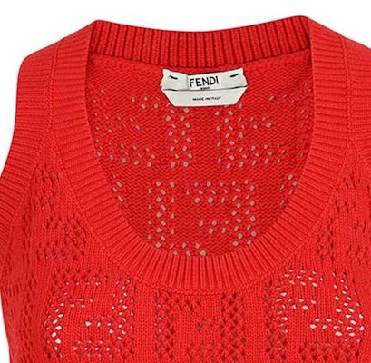 (W) FENDI 紅色純色鏤空針織背心上衣。 FZK654AF4TF1DOO Purchase (W) FENDI 紅色純色鏤空針織背心上衣。 FZK654AF4TF1DOO