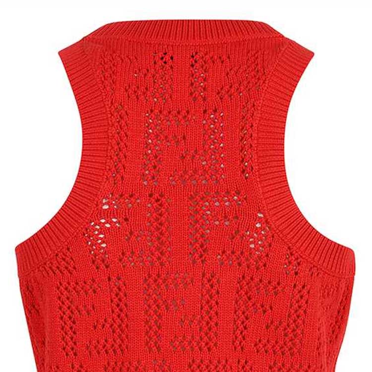 Sizing (W) FENDI 紅色純色鏤空針織背心上衣。 FZK654AF4TF1DOO
