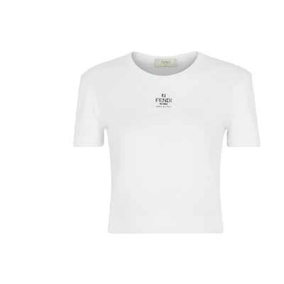 (Women) FENDI Solid Color Logo Print Short Sleeve T-Shirt SS23 Regular Fit FS8110ANQMF0ZNM